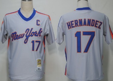 New York Mets #17 Keith Hernandez 1987 Gray Throwback Jersey 