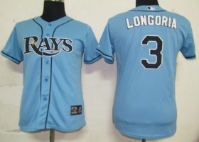 Tampa Bay Rays #3 Longoria Light Blue Womens Jersey