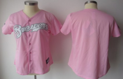 Milwaukee Brewers Blank Pink Womens Jersey 