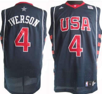 2004 Olympics Team USA #4 Allen Iverson Navy Blue Swingman Jersey