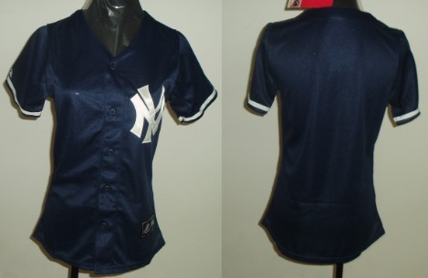 New York Yankees Blank Navy Blue Womens Jersey