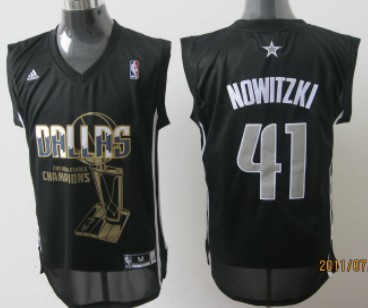 Dallas Mavericks #41 Nowitzki 2011 Championships Commemorative Black Jersey 