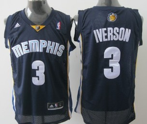 Memphis Grizzlies #3 Allen Iverson Navy Blue Swingman Jersey 