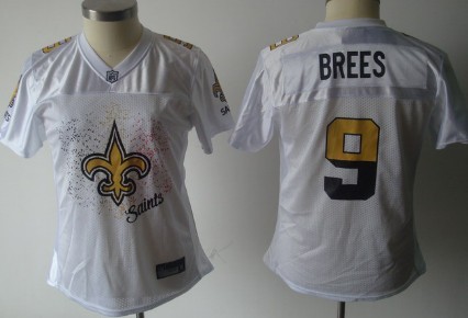 New Orleans Saints #9 Drew Brees White Fem Fan Womens Jersey 