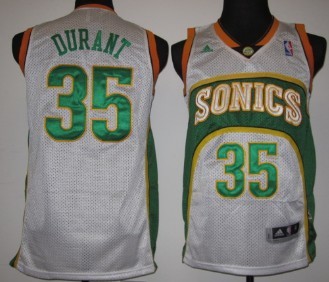 Seattle Supersonics #35 Kevin Durant 1994-95 White Swingman Jersey