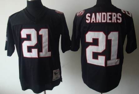 Atlanta Falcons #21 Deion Sanders Black Throwback Jersey 