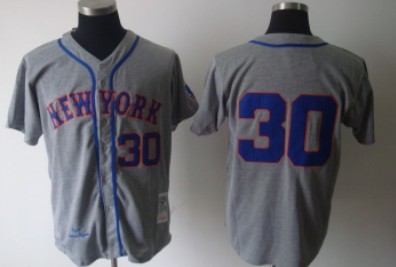 New York Mets #30 Nolan Ryan 1969 Gray Wool Throwback Jersey 