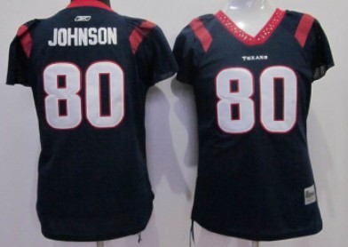 Houston Texans #80 Andre Johnson Blue Womens Field Flirt Fashion Jersey 