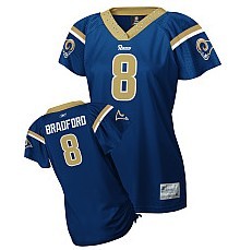 St. Louis Rams #8 Sam Bradford Blue Womens Field Flirt Fashion Jersey