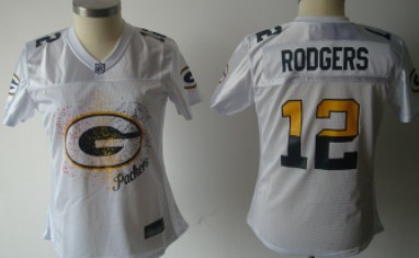 Green Bay Packers #12 Rodgers White FEM FAN Womens Jersey