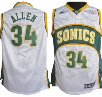 Seattle Supersonics #34 Ray Allen 1994-95 White Swingman Jersey