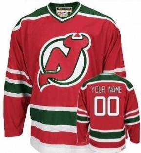 New Jersey Devils Mens Customized Red With Green Jersey