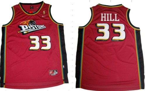 Detroit Pistons #33 Grant Hill Red Swingman Throwback Jersey