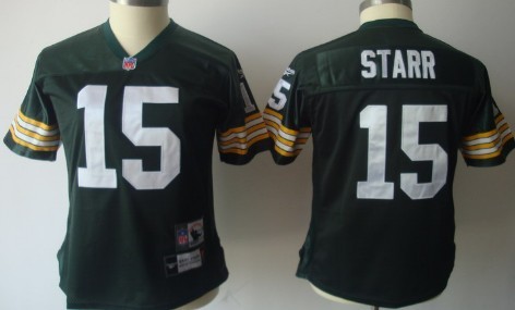 Green Bay Packers #15 Bart Starr Green Throwback Womens Jersey 