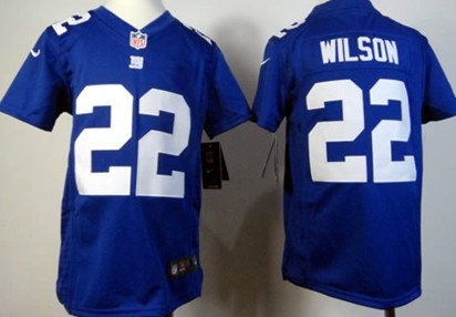 Nike New York Giants #22 David Wilson Blue Game Kids Jersey 