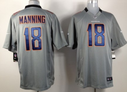 Nike Denver Broncos #18 Peyton Manning Gray Game Jersey 