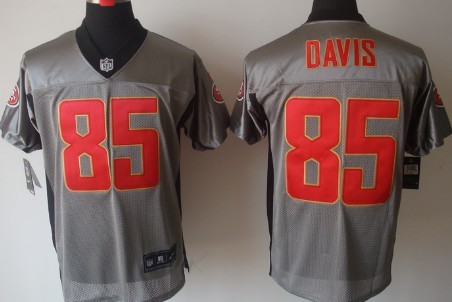 Nike San Francisco 49ers #85 Vernon Davis Gray Shadow Elite Jersey 