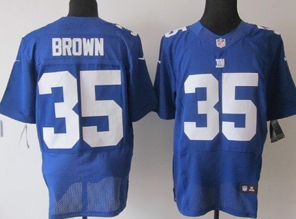 Nike New York Giants #35 Andre Brown Blue Elite Jersey 