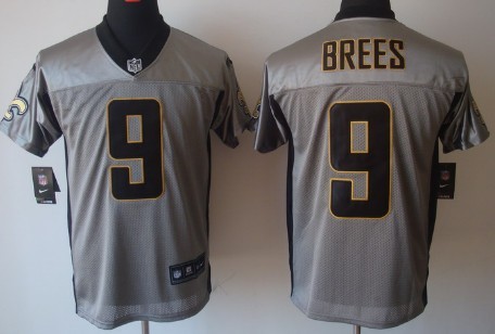 Nike New Orleans Saints #9 Drew Brees Gray Shadow Elite Jersey 