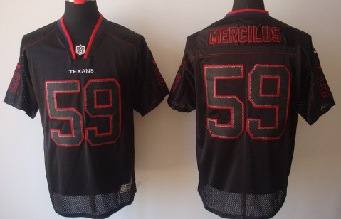 Nike Houston Texans #59 Whitney Mercilus Lights Out Black Elite Jersey 