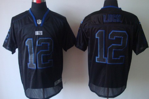 Nike Indianapolis Colts #12 Andrew Luck Lights Out Black Elite Jersey 