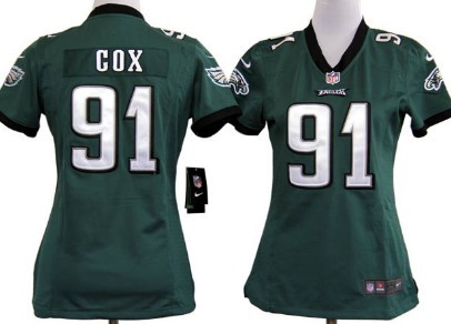 Nike Philadelphia Eagles #91 Fletcher Cox Dark Green Game Womens Jersey