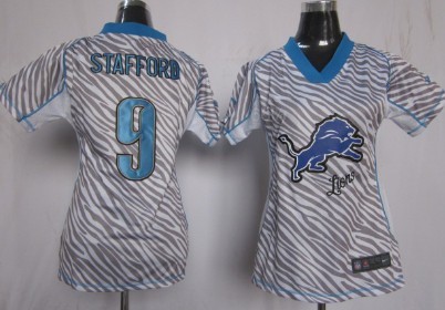 Nike Detroit Lions #9 Matthew Stafford 2012 Womens Zebra Fashion Jersey