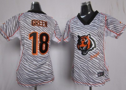 Nike Cincinnati Bengals #18 A.J. Green 2012 Womens Zebra Fashion Jersey