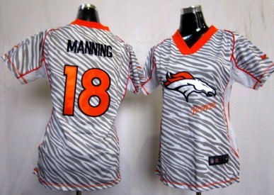 Nike Denver Broncos #18 Peyton Manning 2012 Womens Zebra Fashion Jersey