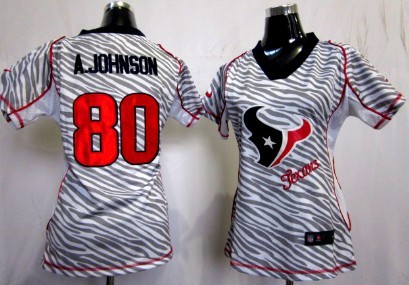 Nike Houston Texans #80 Andre Johnson 2012 Womens Zebra Fashion Jersey