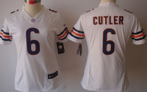 Nike Chicago Bears #6 Jay Cutler White Limited Womens Jersey 