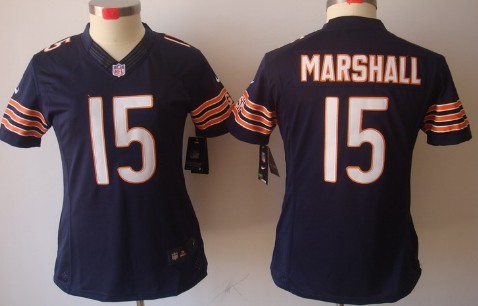 Nike Chicago Bears #15 Brandon Marshall Blue Limited Womens Jersey 