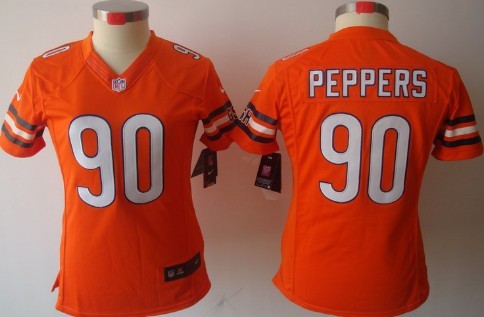 Nike Chicago Bears #90 Julius Peppers Orange Limited Womens Jersey 