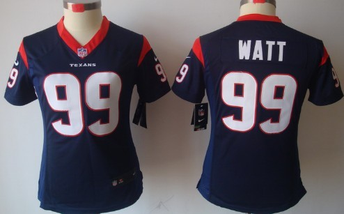 Nike Houston Texans #99 J.J. Watt Blue Limited Womens Jersey 