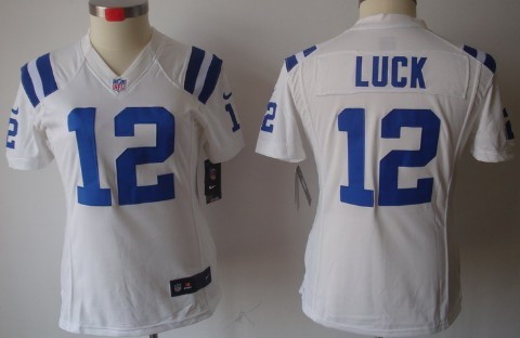 Nike Indianapolis Colts #12 Andrew Luck White Limited Womens Jersey 