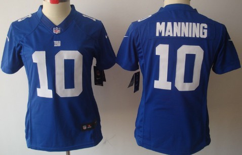 Nike New York Giants #10 Eli Manning Blue Limited Womens Jersey 