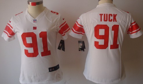 Nike New York Giants #91 Justin Tuck White Limited Womens Jersey 