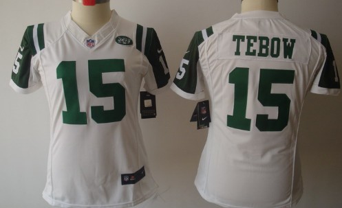 Nike New York Jets #15 Tim Tebow White Limited Womens Jersey 