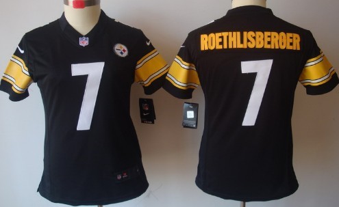 Nike Pittsburgh Steelers #7 Ben Roethlisberger Black Limited Womens Jersey 