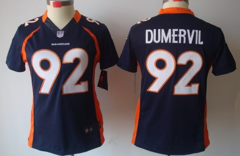 Nike Denver Broncos #92 Elvis Dumervil Blue Limited Womens Jersey 