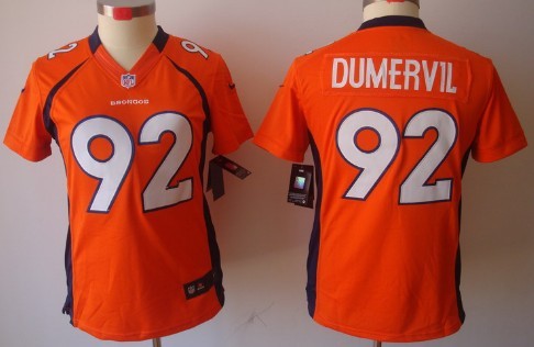 Nike Denver Broncos #92 Elvis Dumervil Orange Limited Womens Jersey 