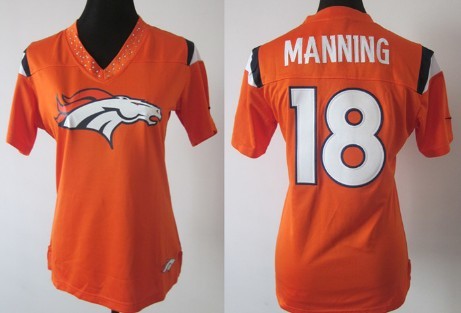 Nike Denver Broncos #18 Peyton Manning 2012 Orange Womens Field Flirt Fashion Jersey 