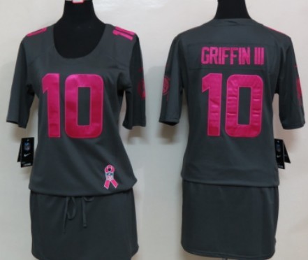 Nike Washington Redskins #10 Robert Griffin III Breast Cancer Awareness Gray Womens Jersey 