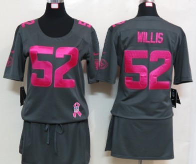 Nike San Francisco 49ers #52 Patrick Willis Breast Cancer Awareness Gray Womens Jersey 