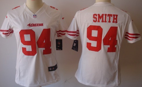 Nike San Francisco 49ers #94 Justin Smith White Limited Womens Jersey 