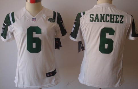 Nike New York Jets #6 Mark Sanchez White Limited Womens Jersey 