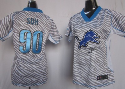 Nike Detroit Lions #90 Ndamukong Suh 2012 Womens Zebra Fashion Jersey 