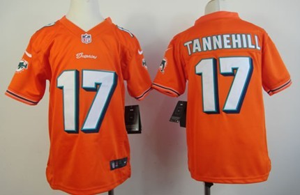 Nike Miami Dolphins #17 Ryan Tannehill Orange Game Kids Jersey 