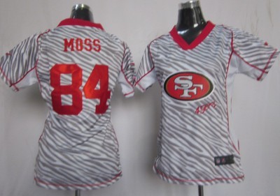 Nike San Francisco 49ers #84 Randy Moss 2012 Womens Zebra Fashion Jersey 