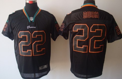 Nike Miami Dolphins #22 Reggie Bush Lights Out Black Elite Jersey 